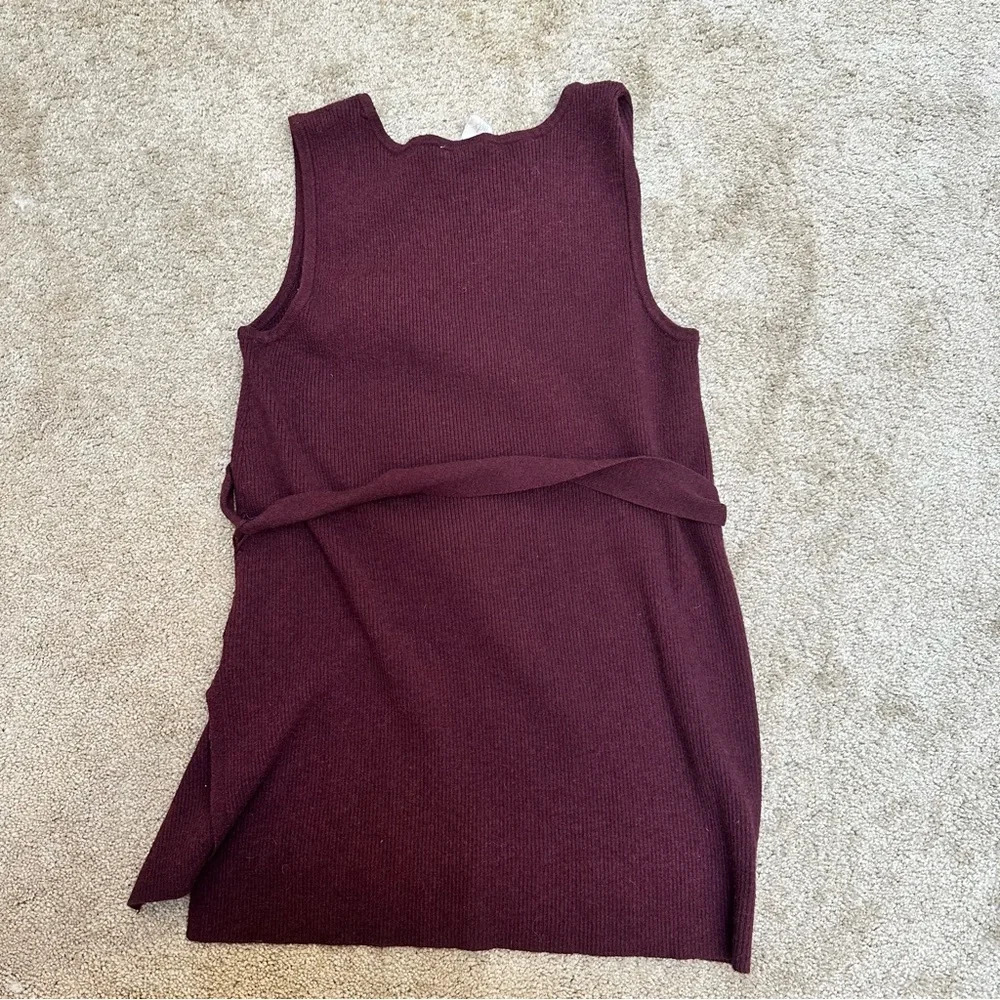 Ady P Soft Wine Red Wrap Tie Front High Neck Sweater Tunic Tank Top Medium - Picture 7 of 7